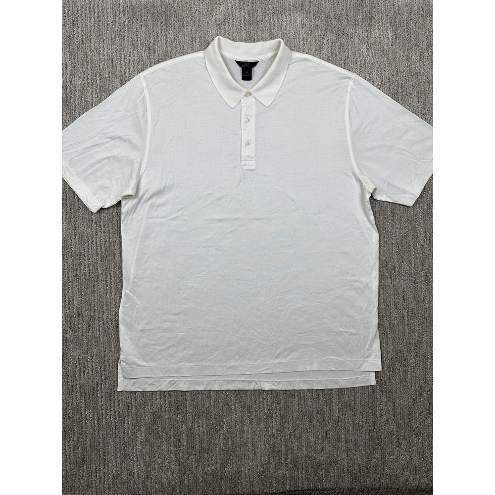 Brooks Brothers Polo Shirt Mens XL White Mercerized Cotton Performance Knit